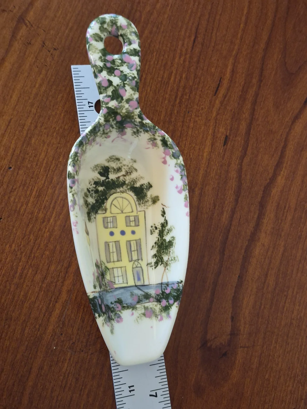 Rainbow Row Yellow Floral Ice Or Sugar Spoon  Designed By Marie Gleaton 11/92